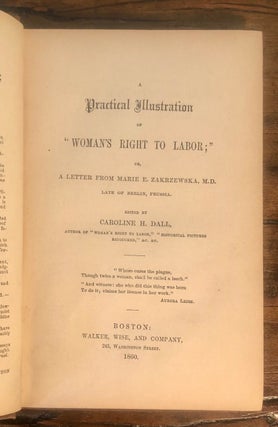 Item #10387 A Practical Illustration of "Woman's Right to Labor"; or, a Letter from Marie E....