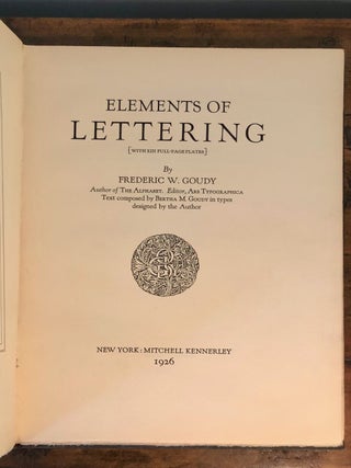 Elements of Lettering {with XIII Full-Page Pates and Scarce Dust Jacket}