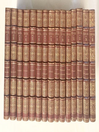 Item #11238 Works of Washington Irving COMPLETE in 15 Volumes [Set Owned by Bishop Henry B....