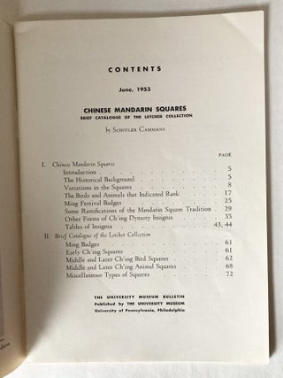 Chinese Mandarin Squares: Brief Catalogue of the Letcher Collection