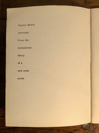 Taylor Mead: Excerpts from the Anonymous Diary of a New York Youth