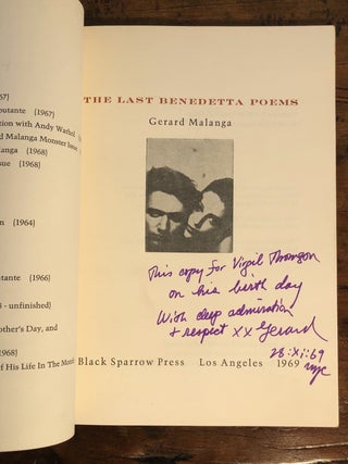 The Last Benedetta Poems - INSCRIBED to Virgil Thomson