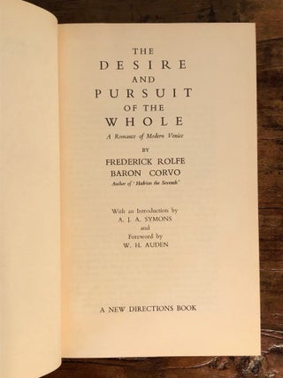 Desire and Pursuit of the Whole A Romance of Modern Venice - WITH Warhol Dust Jacket