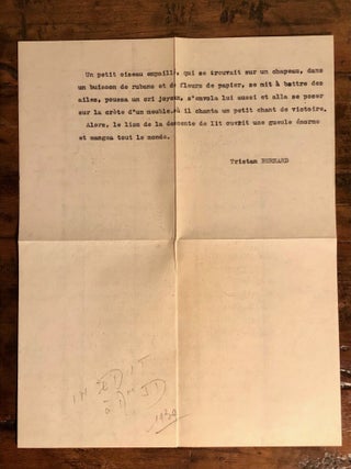 Théatre sans Directeur - INSCRIBED with unpublished typescript laid in