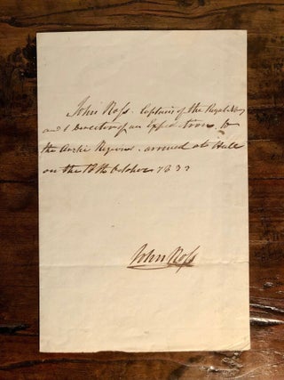 Item #12647 Autograph Note Signed by John Ross. Arctic Exploration - Sir John Ross
