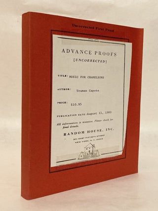 Item #12716 Music For Chameleons - Uncorrected Proof. Truman CAPOTE