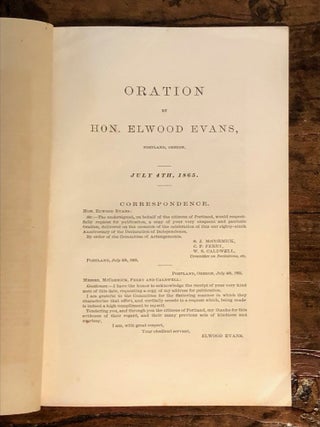 Oration. Portland, Oregon. July 4th, 1865