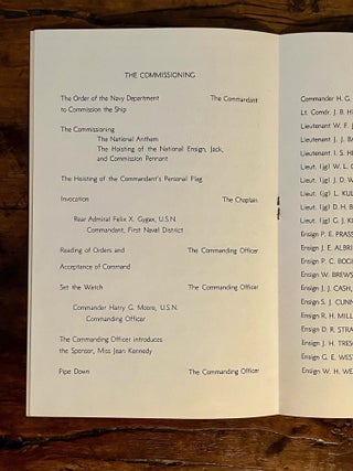 The Commissioning [of] U. S. S. Joseph P. Kennedy, Jr. DD - 850 December 15, 1945 [Program]