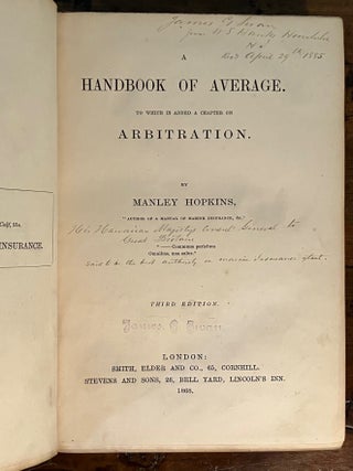 Item #12824 A Handbook of Average, For the Use of Merchants, Agents, Ship-Owners, Masters and...