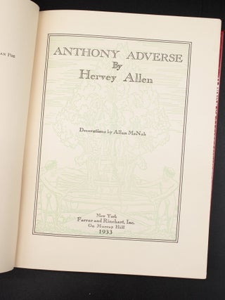 Anthony Adverse [In Two Volumes with Slipcase, INSCRIBED]