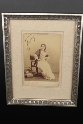 Gabrielle Réjane Signed Cabinet Card, Framed