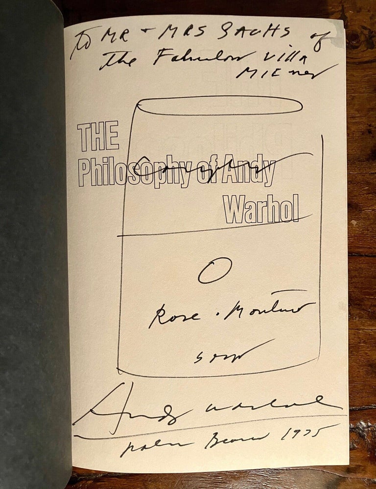 Item #13775 The Philosophy of Andy Warhol (From A to B and Back Again) [INSCRIBED Copy w/Soup Can Drawing]. Andy WARHOL.