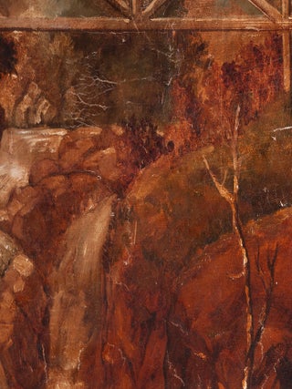 Large, Antique Oil Painting Depicting the Olympia Beer Logo; Original Painting of Tumwater Falls, Historic Site of Olympia Brewing Company, Tumwater, Washington State