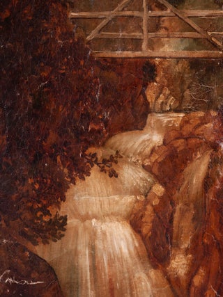 Large, Antique Oil Painting Depicting the Olympia Beer Logo; Original Painting of Tumwater Falls, Historic Site of Olympia Brewing Company, Tumwater, Washington State