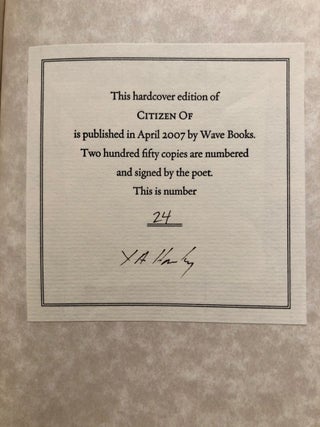 Citizen Of -- SIGNED, limited edition copy
