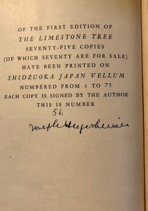 The Limestone Tree SIGNED limited ed. of 75 copies in dust jacket and slipcase