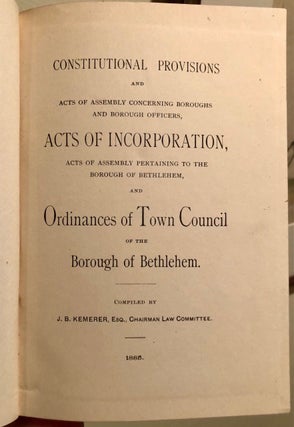 Item #2011 Constitutional Provisions and Acts of Assembly Concerning Boroughs and Borough...