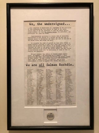 Item #2058 Framed, Printed Seattle Proclamation Declaring We Are All Salman Rushdie SIGNED...