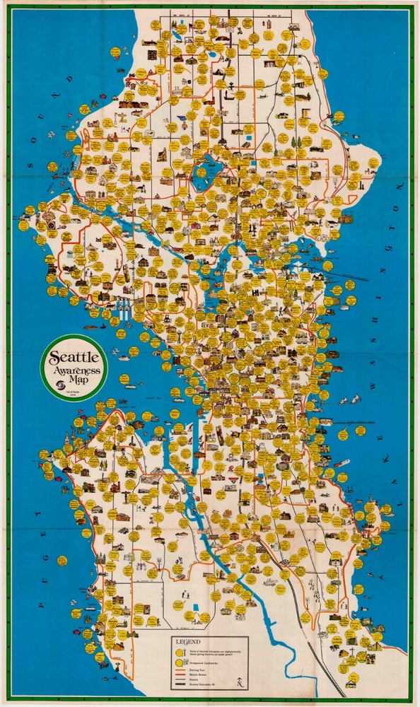 Item #2072 Scarce Pictorial Map of Seattle - "Seattle Awareness Map" SEATTLE - Maps.