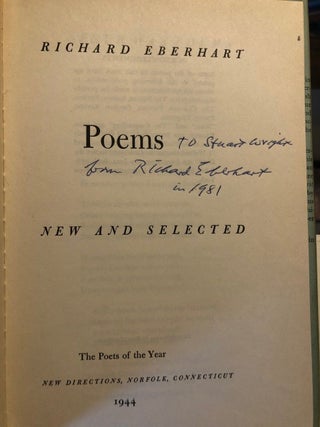 Item #25 Poems New and Selected -- SIGNED copy. Richard EBERHART