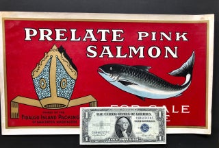 Item #3443 Original Window Sign for Prelate Pink Salmon Packed by the Fidalgo Island Packing Co....