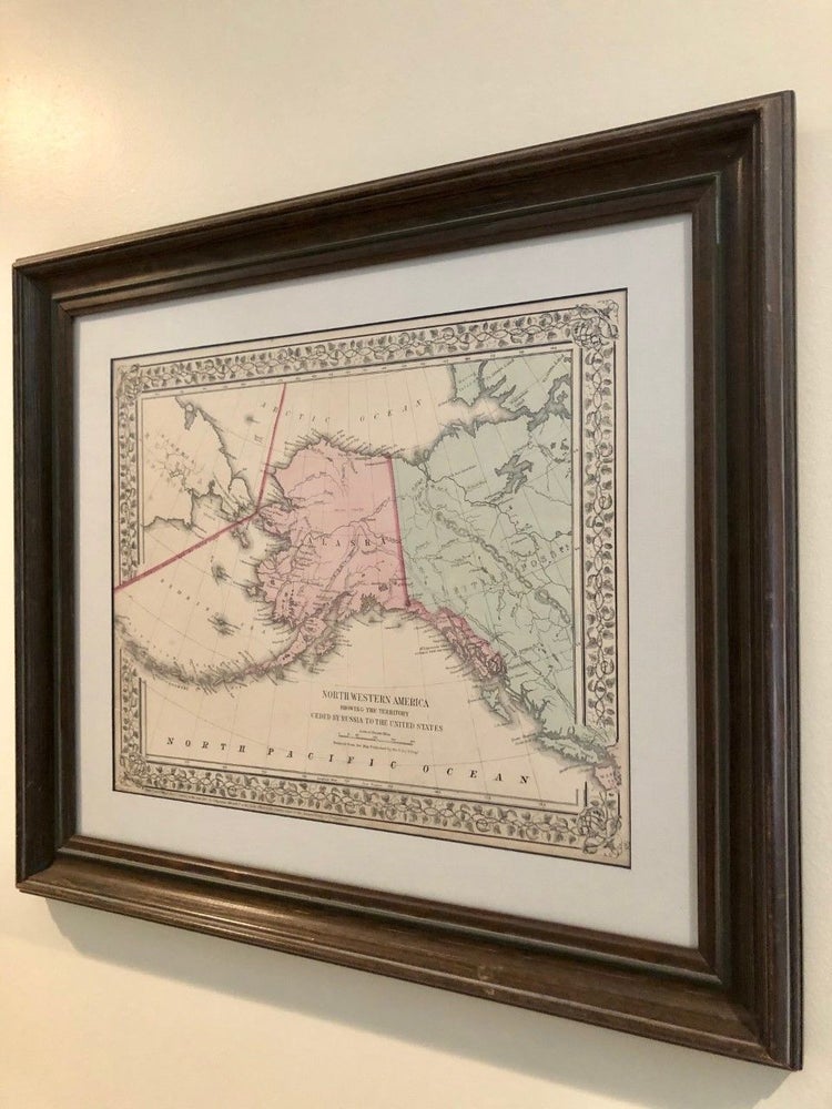 Item #44 North Western America Showing the Territory Ceded by Russia to the United States [Northwestern] [FRAMED MAP]. S. Augustus MITCHELL, S. Augustus Mitchell Jr.
