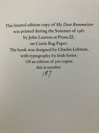 My Dear Runemeister A Voyage Through the Alphabet - Ltd. Ed. in Hardcover