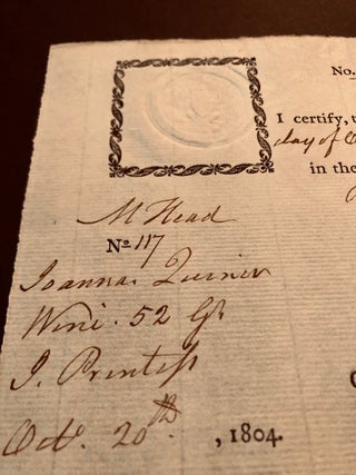 Early American Wine Importation Certificate Signed by Benjamin Lincoln, Continental Army General and Friend of George Washington