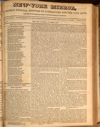 The New-York Mirror Volume XI [1833] A Weekly Journal Devoted to Literature and the Fine Arts Embellished with Engravings and Music