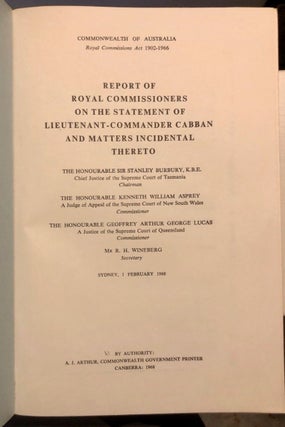 Report of Royal Commissioners on the Statement of Lieutenant-Commander Cabban and Matters Incidental Thereto