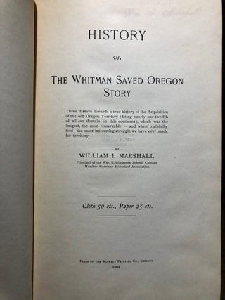 History of the Whitman Saved Oregon Story
