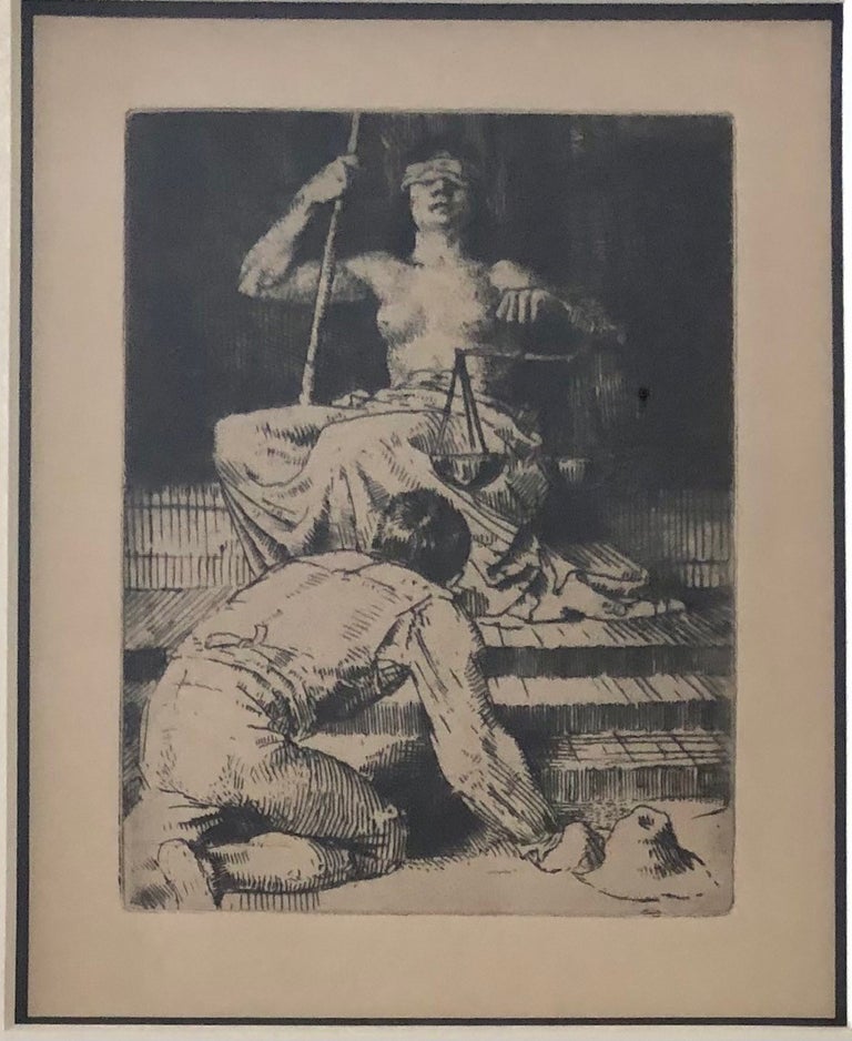 Item #5317 The Farmer Kneeling Before Justice - Limited Edition Print Signed by William Strang. William STRANG.