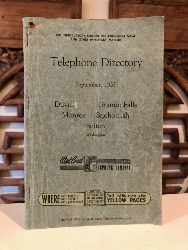 Item #532 Telephone Directory Duvall Granite Falls Monroe Snohomish Sultan. Telephone Directory -- Snohomish County.