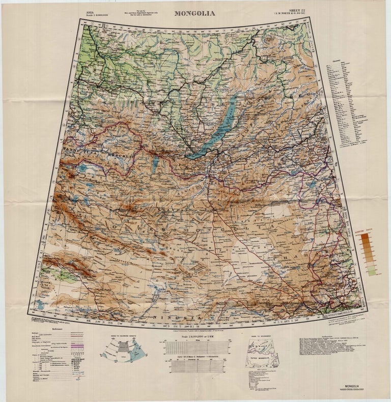 Item #5330 [Large Color WWII Map of] Mongolia. Maps - Mongolia.