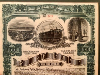 Snohomish Valley Railway Bond Certificate, 1905, Matted and Framed Under Glass