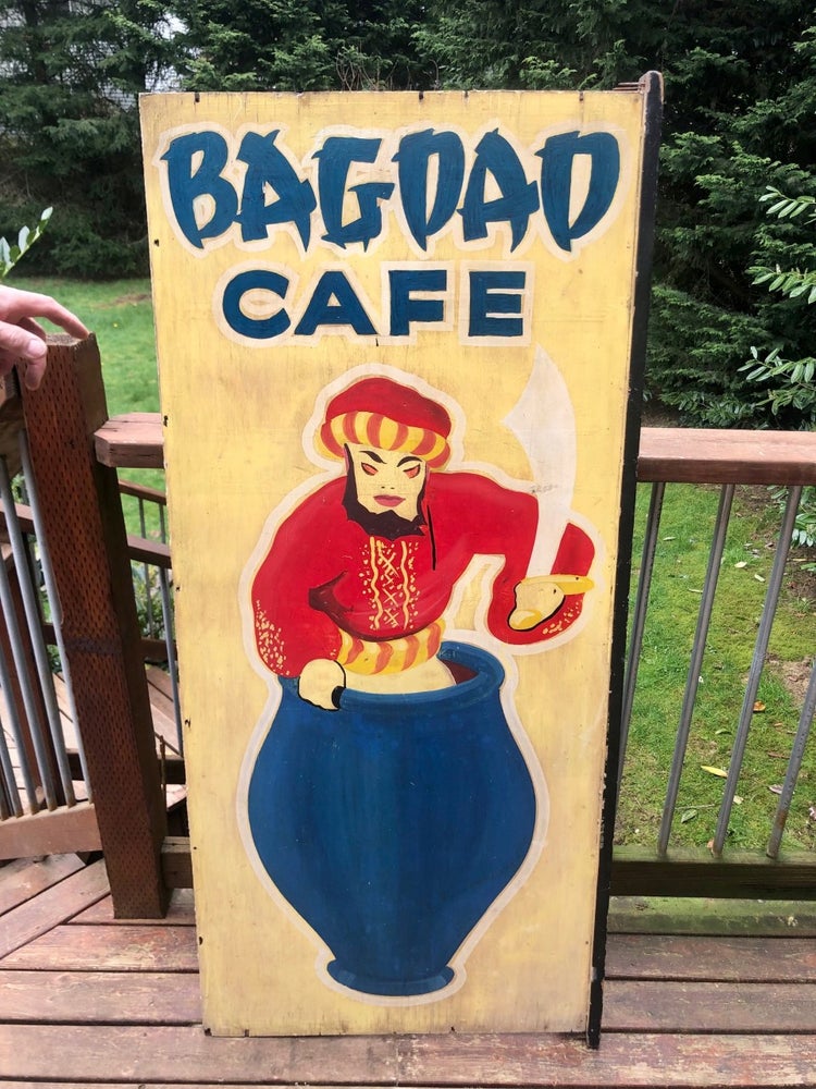 Item #5443 1950s Restaurant Sign from Seattle's Bagdad Cafe. FOOD AND DRINK - Seattle.