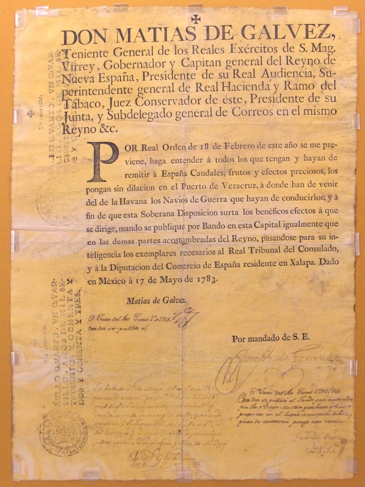 Item #5619 Bando Por Real Orden de 18 de Febrero de 1783, dado en México à 17 de Mayo de 1783 [By Royal Decree of 18 February 1783 given in Mexico City 17 May 1783]. Matias DE GALVEZ, Viceroy of New Spain.