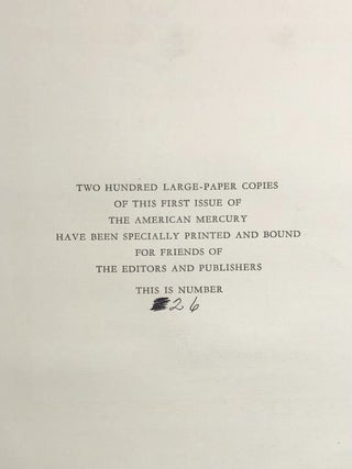 The American Mercury Volume 1 Number 1 January 1924 - One of 200 "Large Paper" Copies in Vellum
