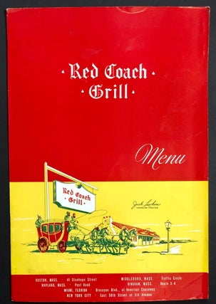 Item #6373 Restaurant Menu: Red Coach Grill [Wayland, Miami, NYC, etc.]. Food, Beverage -...