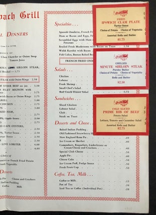 Restaurant Menu: Red Coach Grill [Wayland, Miami, NYC, etc.]