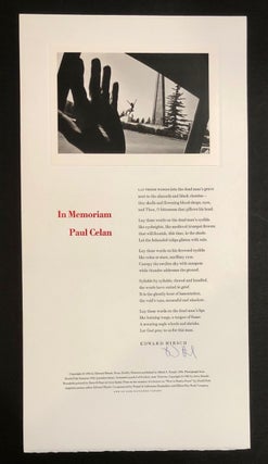 Item #6488 In Memoriam Paul Celan [Signed Limited Edition Poetry Broadside]. Edward HIRSCH