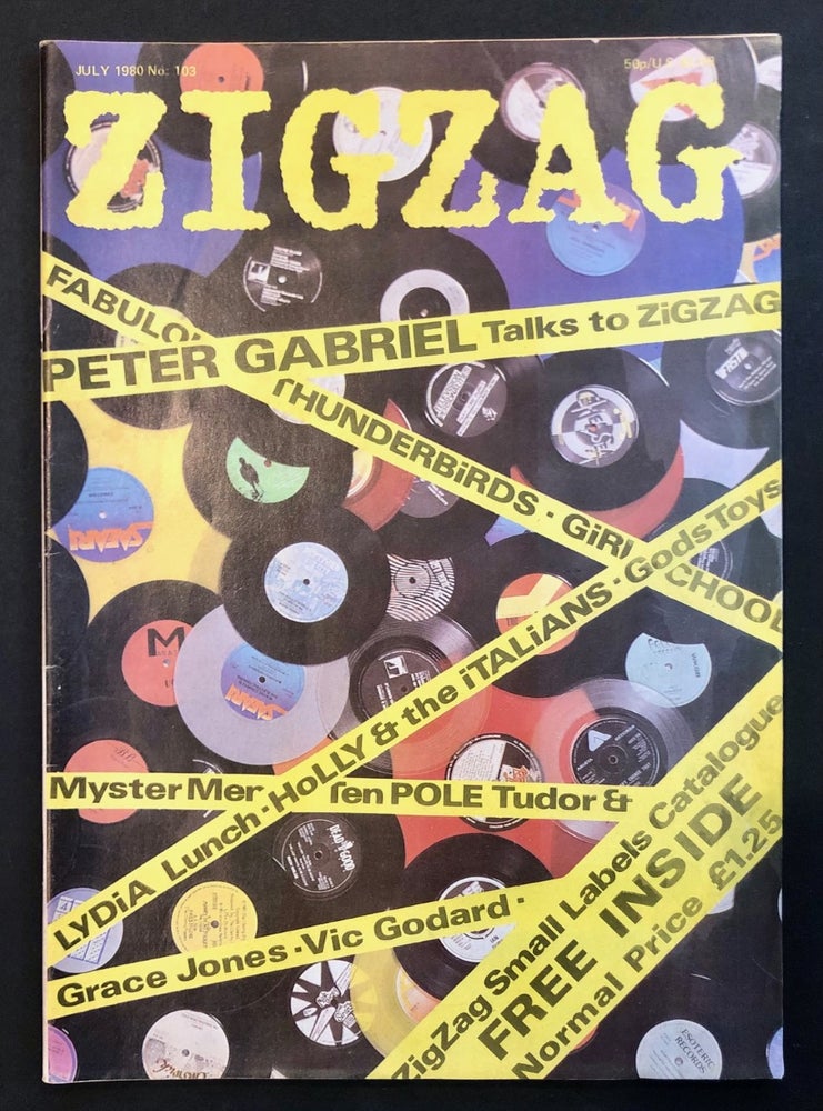 Item #6650 Zigzag #103 July 1980 WITH Third Small Labels Catalogue bound in. Kris NEEDS, David Marlow, Steve Taylor.