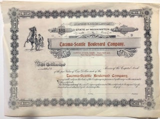 Item #6703 Tacoma-Seattle Boulevard Company Stock Certificate No. 183. TRANSPORTATION - Cycling -...