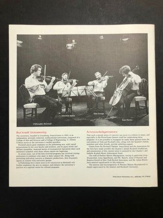 [Souvenir Program] The Fitzwilliam String Quartet Celebrates the Fifteen Quartets of Dmitri Shostakovich Presented by Bucknell University in Alice Tully Hall of Lincoln Center New York City April 24 and 29; May 1, 4 and 6, 1982