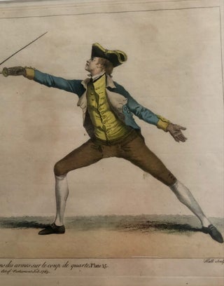 Four Hand-Colored Fencing Prints from "L'Ecole des Armes" (1763) Handsomely Framed