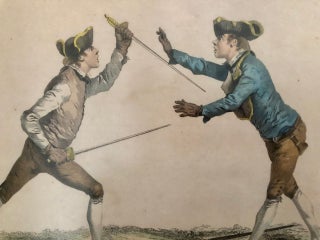 Four Hand-Colored Fencing Prints from "L'Ecole des Armes" (1763) Handsomely Framed