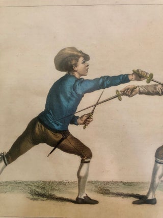 Four Hand-Colored Fencing Prints from "L'Ecole des Armes" (1763) Handsomely Framed
