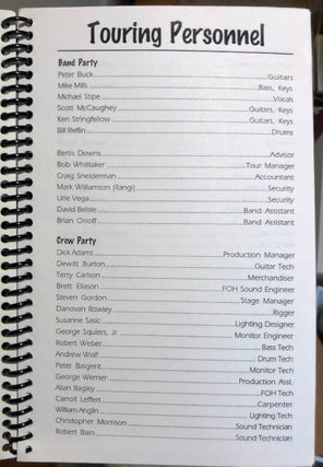 R.E.M. Tour Itinerary Book Europe 2005 [REM] - Issued to Drummer Bill Rieflin
