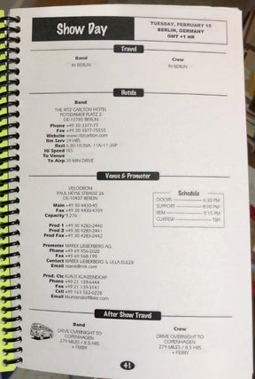 R.E.M. Tour Itinerary Book Europe 2005 [REM] - Issued to Drummer Bill Rieflin