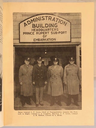 Manuscript Ship Log: Merchant Vessel in the Aleutian Islands During WWII [along with] Prince Rupert Sub-Port of Embarkation Souvenir Booklet and Typed Copy Signed US Navy Orders from the U.S.S. Teal [Lot of Three Items]